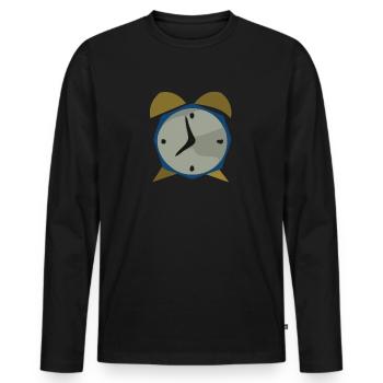 time clock (alarm clock) (cartoon) - Men's Premium Organic Long Sleeve Shirt - black - Front - Nico (187cm)