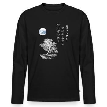 Japanese Haiku Poem Autumn Gift Tree Moon - Men's Premium Organic Long Sleeve Shirt - black - Front - Nico (187cm)