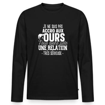 Ours Brun Polaire Animal Cadeau Humour Forestier - T-shirt manches longues Premium bio Homme - noir - Devant - Nico (187cm)