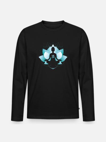 Blue Lotus Blossom - Men's Premium Organic Long Sleeve Shirt - black