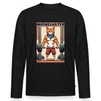 Muskelkater - Männer Premium Bio Langarmshirt - Schwarz - Vorne - Nico (187cm)