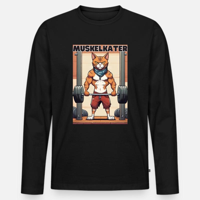 Muskelkater - Männer Premium Bio Langarmshirt - Schwarz