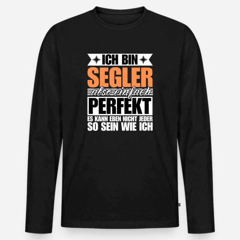 Perfekter Segler - Männer Premium Bio Langarmshirt - Schwarz