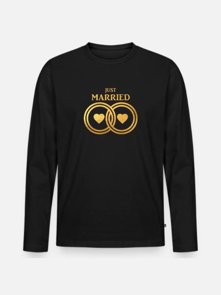 Just Married - Wedding Shirts - Men's Premium Organic Long Sleeve Shirt - black