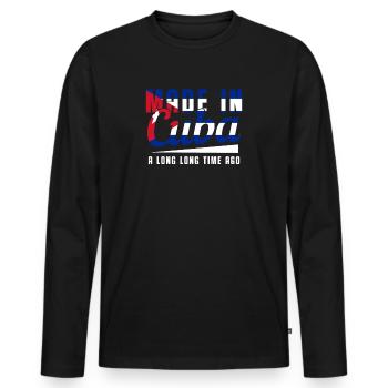 Cuba - Men's Premium Organic Long Sleeve Shirt - black - Front - Nico (187cm)