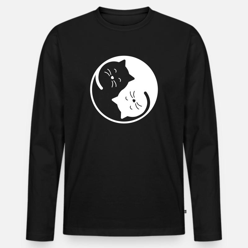 Katze - Männer Premium Bio Langarmshirt - Schwarz