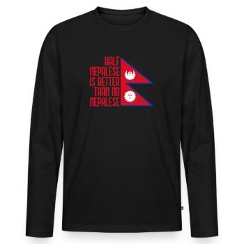 Nepal - Männer Premium Bio Langarmshirt - Schwarz - Vorne - Nico (187cm)