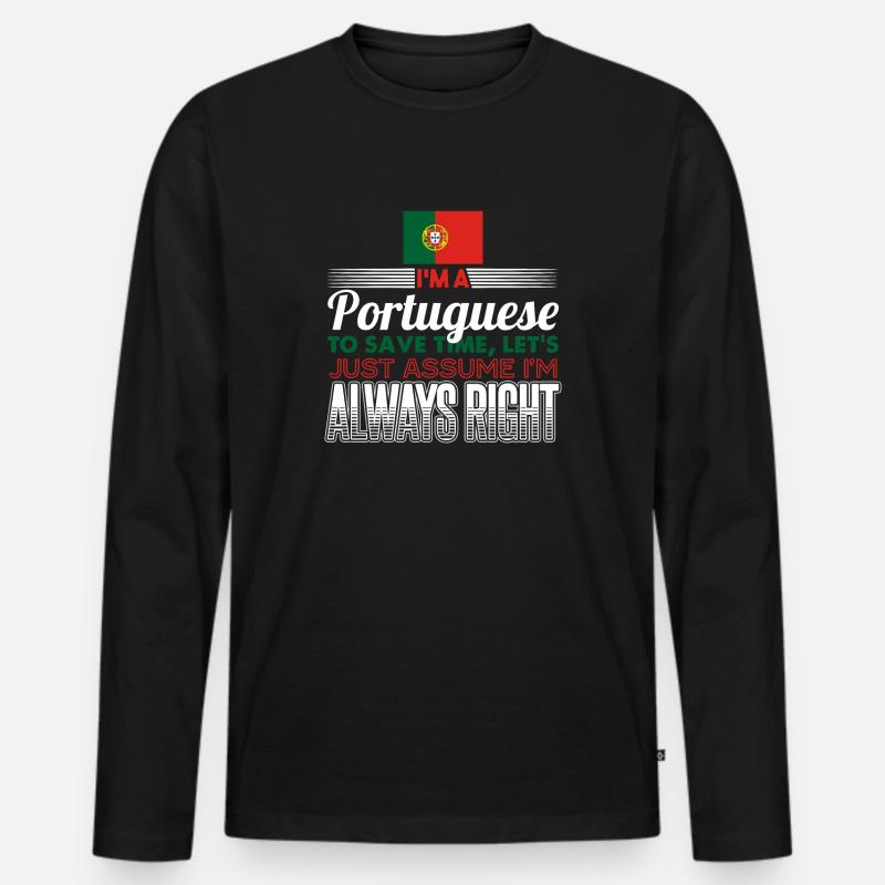 Portugal - Männer Premium Bio Langarmshirt - Schwarz