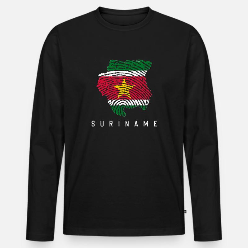 Suriname - Männer Premium Bio Langarmshirt - Schwarz
