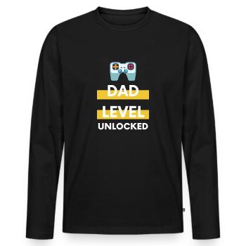 Dad Level Unlocked - Men's Premium Organic Long Sleeve Shirt - black - Front - Nico (187cm)