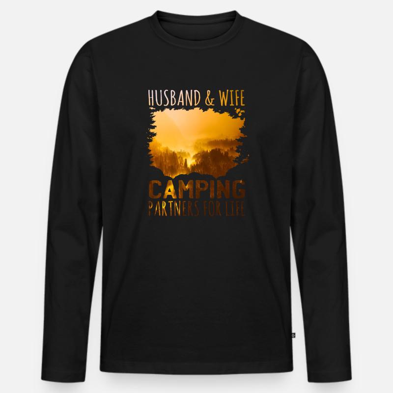 Camping Paar - Männer Premium Bio Langarmshirt - Schwarz