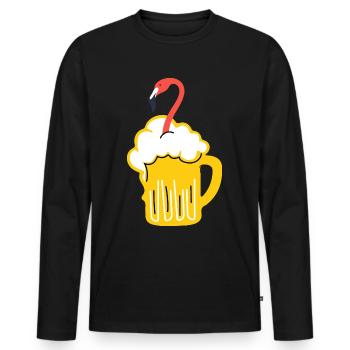 Flamingo - T-shirt manches longues Premium bio Homme - noir - Devant - Nico (187cm)