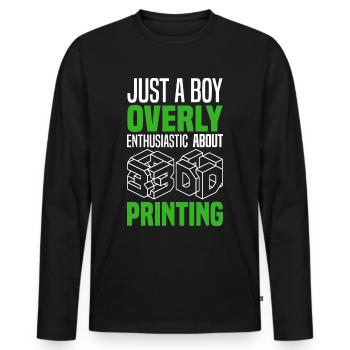 Impression 3D - T-shirt manches longues Premium bio Homme - noir - Devant - Nico (187cm)