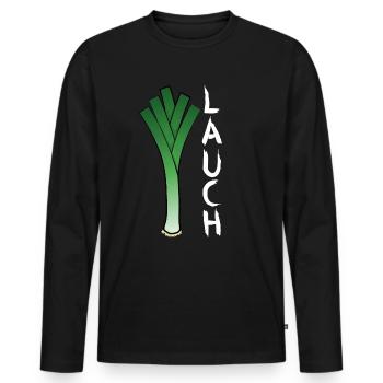 Lauch - Männer Premium Bio Langarmshirt - Schwarz - Vorne - Nico (187cm)