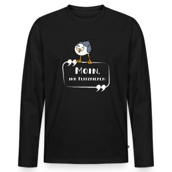 MÖWE Moin ihr Flitzpiepen norddeutsch lustig - Männer Premium Bio Langarmshirt - Schwarz - Vorne - Nico (187cm)