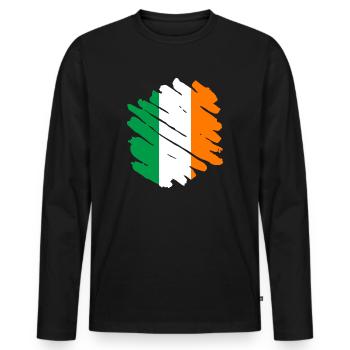 Irland Flagge Vintage Irische Fahne Dublin - Männer Premium Bio Langarmshirt - Schwarz - Vorne - Nico (187cm)