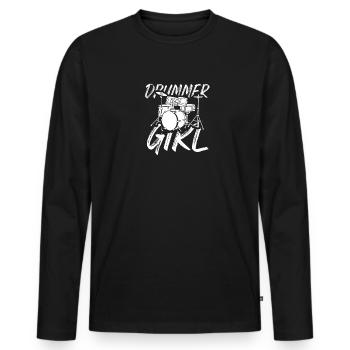 Conception de kit de batterie Drummer Girl pour percussionnistes - T-shirt manches longues Premium bio Homme - noir - Devant - Nico (187cm)