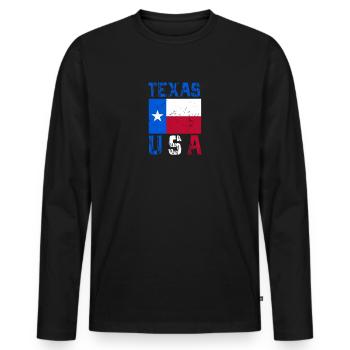 Texas flag USA design for Lone Star State fans - Men's Premium Organic Long Sleeve Shirt - black - Front - Nico (187cm)