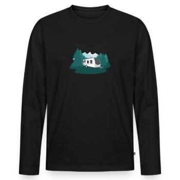 Conception de caravane de camping forestier pour les amoureux de la nature - T-shirt manches longues Premium bio Homme - noir - Devant - Nico (187cm)