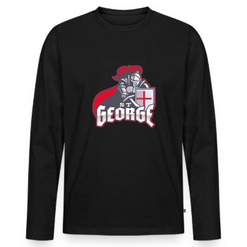 St George, English Heritage - Men's Premium Organic Long Sleeve Shirt - black - Front - Nico (187cm)