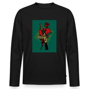 AK - 47 - Männer Premium Bio Langarmshirt - Schwarz - Vorne - Nico (187cm)