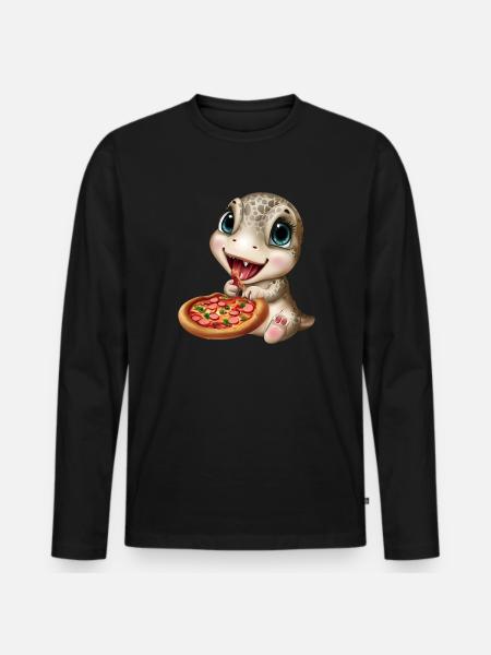 Dinosaurs love pizza - Men's Premium Organic Long Sleeve Shirt - black