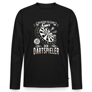 Dartspieler - Männer Premium Bio Langarmshirt - Schwarz - Vorne - Nico (187cm)