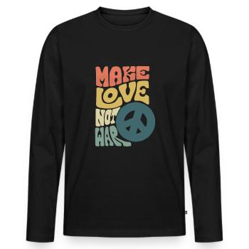 Make love not war. Stop the War Peace Sign - Men's Premium Organic Long Sleeve Shirt - black - Front - Nico (187cm)