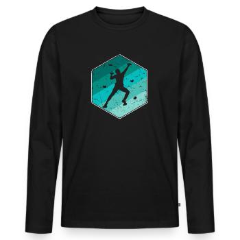 Klettern Boulder Bouldern Kletterer Bergsteiger - Männer Premium Bio Langarmshirt - Schwarz - Vorne - Nico (187cm)