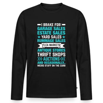 Flohmarkt Gebrauchtwaren Second Hand - Männer Premium Bio Langarmshirt - Schwarz - Vorne - Nico (187cm)