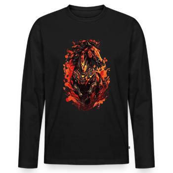 Horse Mystic Pony Hell Fire Flame - Men's Premium Organic Long Sleeve Shirt - black - Front - Nico (187cm)