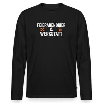Feierabendbier & Werkstatt – Handwerker T-Shirt - Männer Premium Bio Langarmshirt - Schwarz - Vorne - Nico (187cm)