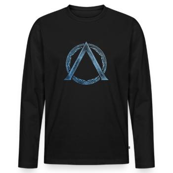 Sparta Lambda Symbol Blau Eis - Männer Premium Bio Langarmshirt - Schwarz - Vorne - Nico (187cm)