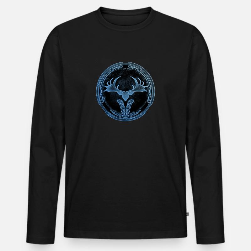 Megaloceros Hirsch Keltisch - Männer Premium Bio Langarmshirt - Schwarz