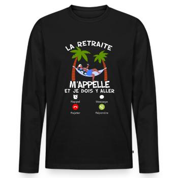 La retraite M'appelle Enfin Idée Cadeau Homme - T-shirt manches longues Premium bio Homme - noir - Devant - Nico (187cm)