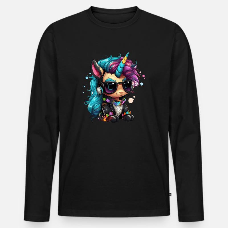 Punker Einhorn Design - Männer Premium Bio Langarmshirt - Schwarz