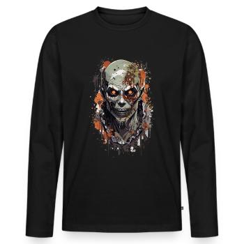 Zombie Halloween Morts-vivants effrayants - T-shirt manches longues Premium bio Homme - noir - Devant - Nico (187cm)
