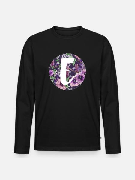 Buchstabe E - Männer Premium Bio Langarmshirt - Schwarz