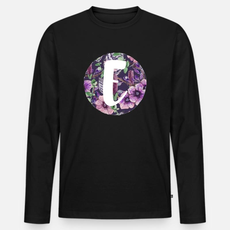 Buchstabe E - Männer Premium Bio Langarmshirt - Schwarz
