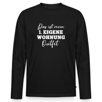 1. Eigene Wohnung Einzug Einweihung Erste WG Umzug - Männer Premium Bio Langarmshirt - Schwarz - Vorne - Nico (187cm)