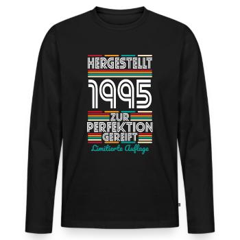 30e anniversaire - Fabriqué en 1995 - T-shirt manches longues Premium bio Homme - noir - Devant - Nico (187cm)