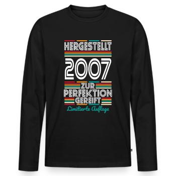 18e anniversaire - Fabriqué en 2007 - T-shirt manches longues Premium bio Homme - noir - Devant - Nico (187cm)