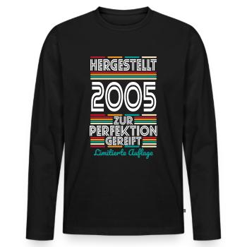 20e anniversaire - Fabriqué en 2005 - T-shirt manches longues Premium bio Homme - noir - Devant - Nico (187cm)
