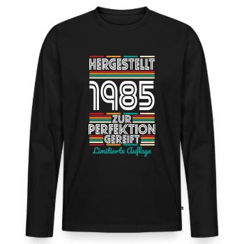40. Geburtstag - Hergestellt 1985 - Männer Premium Bio Langarmshirt - Schwarz - Vorne - Nico (187cm)