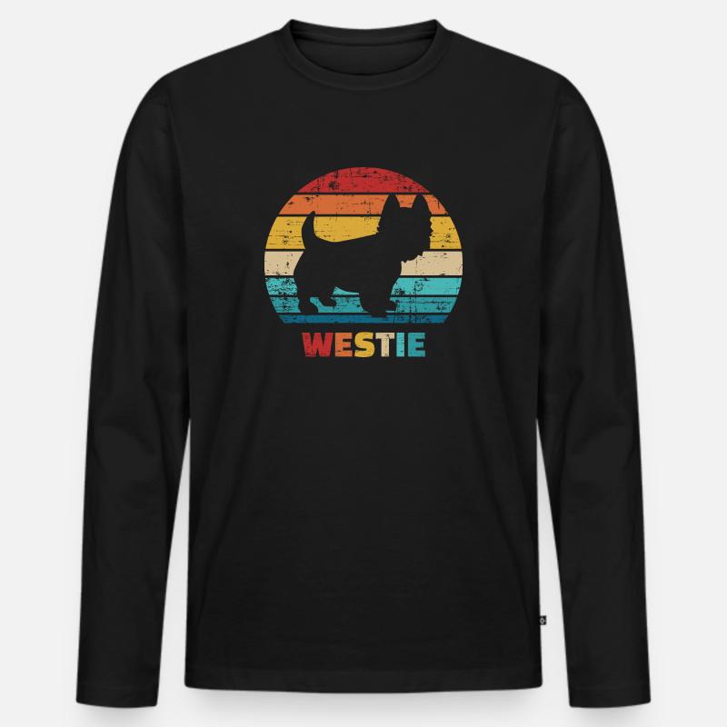 Westie - Männer Premium Bio Langarmshirt - Schwarz
