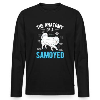 Anatomy Samoyed Siberia Pet Dog Animal Lover Gift - Men's Premium Organic Long Sleeve Shirt - black - Front - Nico (187cm)