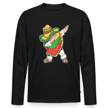 Tampon mexicain Poncho Cinco de Mayo Fiesta Gift - T-shirt manches longues Premium bio Homme - noir - Devant - Nico (187cm)