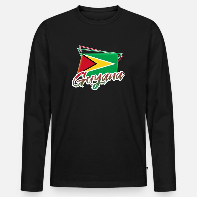 Guyana - Männer Premium Bio Langarmshirt - Schwarz