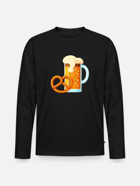 Maß Bier und Brezel - Männer Premium Bio Langarmshirt - Schwarz