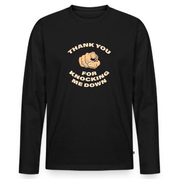 THANK YOU - Männer Premium Bio Langarmshirt - Schwarz - Vorne - Nico (187cm)